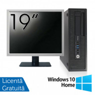 Pachet Calculator HP 400 G1 SFF, Intel Core i5-4570 3.20GHz, 8GB DDR3, 120GB SSD, DVD-RW + Monitor 19 Inch + Windows 10 Home