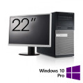Pachet Calculator Refurbished Dell OptiPlex 7010 Tower, Intel Core i5-3470 3.20GHz, 8GB DDR3, 128GB SSD, DVD-RW + Monitor 22 Inch + Windows 10 Pro