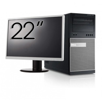 Pachet Calculator Second Hand Dell OptiPlex 7010 Tower, Intel Core i5-3470 3.20GHz, 8GB DDR3, 128GB SSD, DVD-RW + Monitor 22 Inch