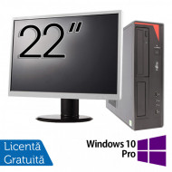 Pachet Calculator Fujitsu E420 Desktop, Intel Core i5-4460 3.20GHz, 8GB DDR3, 500GB SATA, DVD-RW + Monitor 22 Inch + Windows 10 Pro