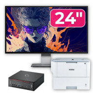 Pachet Calculator Second Hand Fujitsu Esprimo Q958 Mini PC, Intel Core i5-8400 2.80 - 4.00GHz, 8GB DDR4, 256GB SSD + Monitor 24" + Imprimanta Brother HL-L6300DW