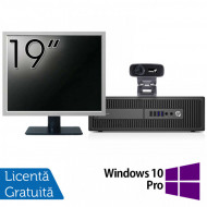 Pachet Calculator HP 800 G2 SFF, Intel Core i5-6500 3.20GHz, 8GB DDR4, 240GB SSD + Monitor 19 Inch + Webcam + Tastatura si Mouse + Windows 10 Pro