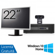 Pachet Calculator HP 800 G2 SFF, Intel Core i5-6500 3.20GHz, 8GB DDR4, 240GB SSD + Monitor 22 Inch + Webcam + Tastatura si Mouse + Windows 10 Home