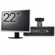 Pachet Calculator HP 800 G2 SFF, Intel Core i5-6500 3.20GHz, 8GB DDR4, 240GB SSD + Monitor 22 Inch + Webcam + Tastatura si Mouse