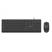 Kit Tastatura + Mouse OptimX Pro KM500, Top Quality, Slim, Silent click, Graphite black cu fir, US Layout, USB