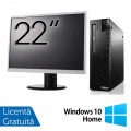 Pachet Calculator Refurbished Lenovo Thinkcentre M73 SFF, Intel Core i5-4440 3.10GHz, 16GB DDR3, 480GB SSD, DVD-ROM + Monitor 22 Inch + Windows 10 Home