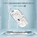 Mouse Nou M133, 2400dpi, 5 Butoane, Indicator Nivel Baterie, Transparent, Alb, Wireless + Bluetooth