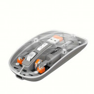Mouse Nou M233, 1600dpi, 5 Butoane, Indicator Nivel Baterie, Transparent, Gri, Wireless + Bluetooth