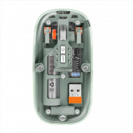 Mouse Nou M233, 1600dpi, 5 Butoane, Indicator Nivel Baterie, Transparent, Verde, Wireless + Bluetooth