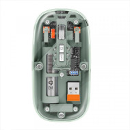 Mouse Nou M233, 1600dpi, 5 Butoane, Indicator Nivel Baterie, Transparent, Verde, Wireless + Bluetooth