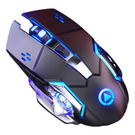 Mouse Nou pentru Gaming, E-Sports A4, 1600dpi, 6 Butoane, RGB, Negru, Wireless