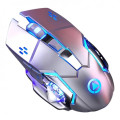 Mouse Nou pentru Gaming, E-Sports A4, 1600dpi, 6 Butoane, RGB, Gri, Wireless