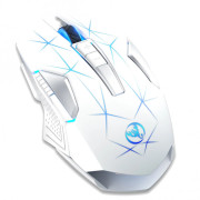 Mouse Nou pentru Gaming, HXSJ T300, 2400dpi, 7 Butoane, RGB, Alb, Wireless