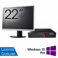 Pachet Refurbished Calculator Lenovo ThinkCentre M710q Mini PC, Intel Core i5-6500T 2.50GHz, 8GB DDR4, 256GB SSD + Monitor 22 Inch + Windows 10 Pro