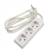 Prelungitor Spacer, Schuko x 3, conectare prin Schuko (T), cablu 1.5 m, 16 A, protectie copii, alb