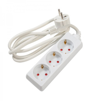 Prelungitor Spacer, Schuko x 3, conectare prin Schuko (T), cablu 1.5 m, 16 A, protectie copii, alb