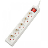 Prelungitor Spacer PP-5-18, Schuko x 5, cablu 1.8m, 16A, protectie copii, alb