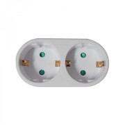 Dublu-stecher Spacer SPMS-2-WH, 2 prize Schuko, 1 stecher Schuko, 16A, max 3500W, protectie copii, alb