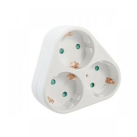 Triplu-stecher Spacer SPMS-3-WH, 3 prize Schuko, 1 stecher Schuko, 16A, max 3500W, protectie copii, alb