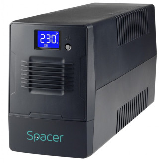 UPS Spacer Line Interactive. cu management, LCD, 1000VA/ 600W, AVR, 4 x socket Schuko, display LCD, 2 x baterie 12V/7Ah, conector USB, combo RJ11/RJ45