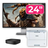 Pachet PC Second Hand HP T430 Thin Client, Intel Celeron N4000 1.10-2.60GHz, 2GB DDR4, 16GB SSD + Monitor 24" & Imprimanta Brother HL-L6300DW